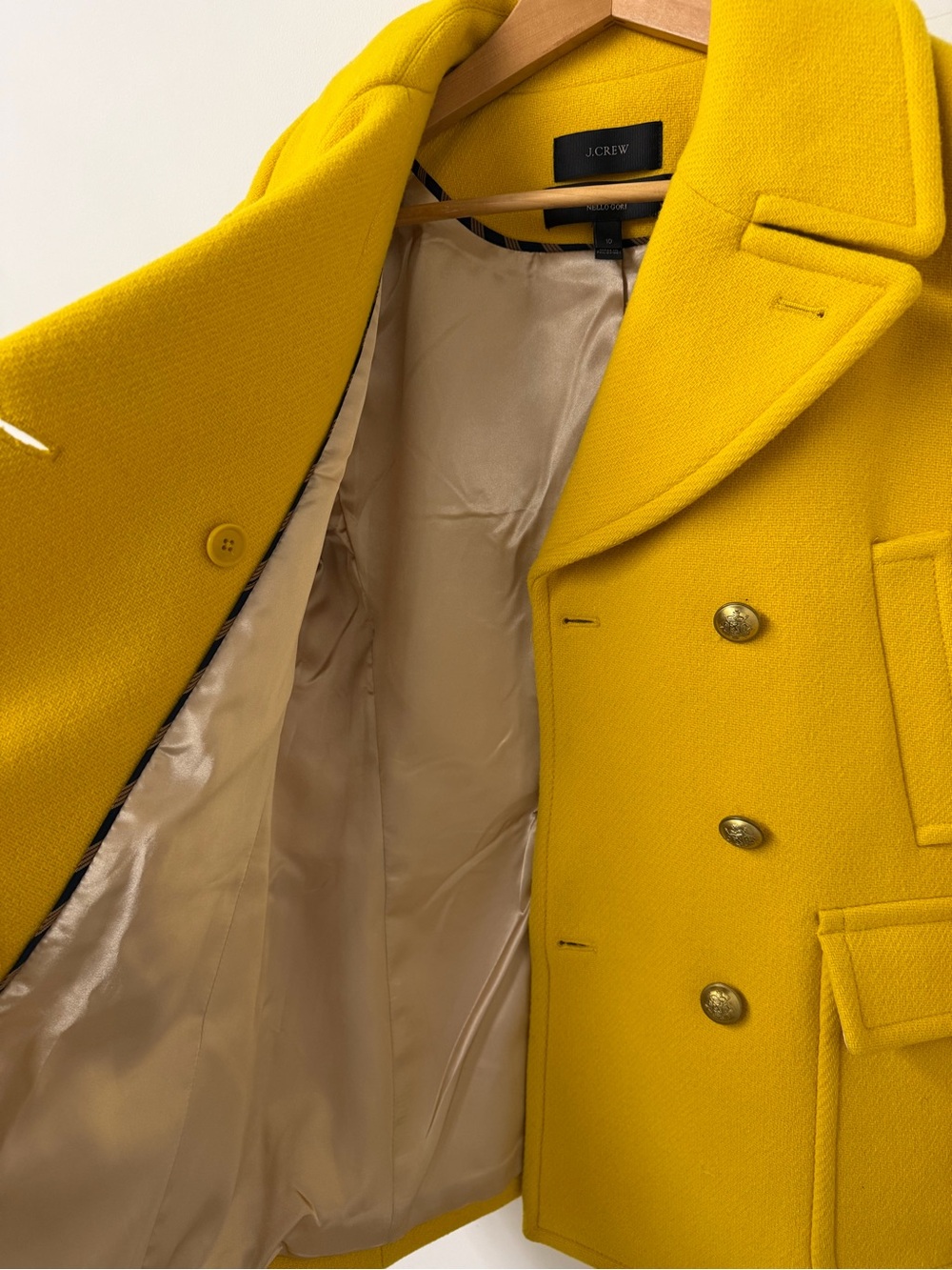 J. Crew Nello Gori Double-Breasted Peacoat in Yellow - Picture 5 of 5